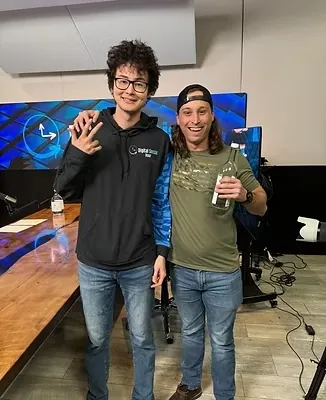 Shane Hernandez meeting a podcast host