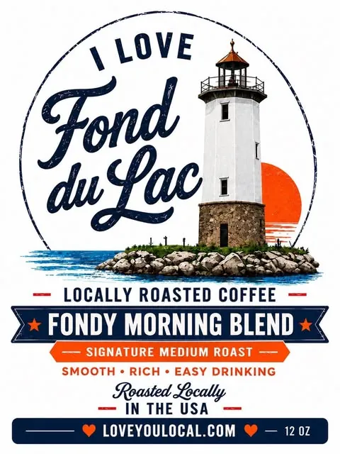 Fondy Morning Blend coffee label