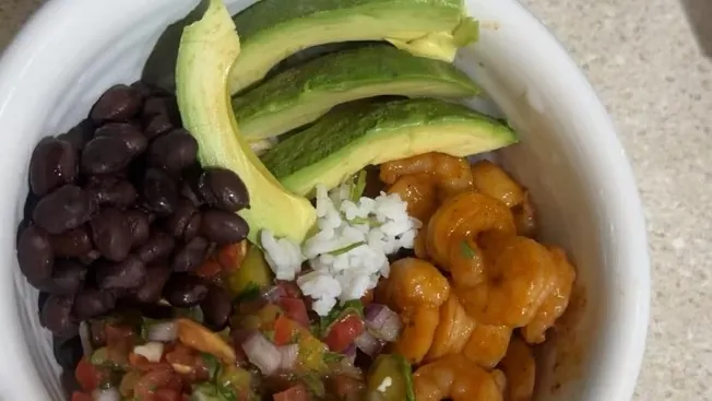Homemade shrimp rice bowl